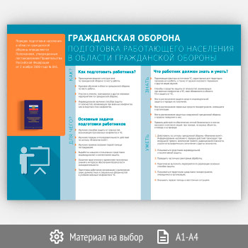 Плакат «Гражданская оборона. Подготовка работающего населения в области гражданской обороны» (МЧС-08, 1 лист)